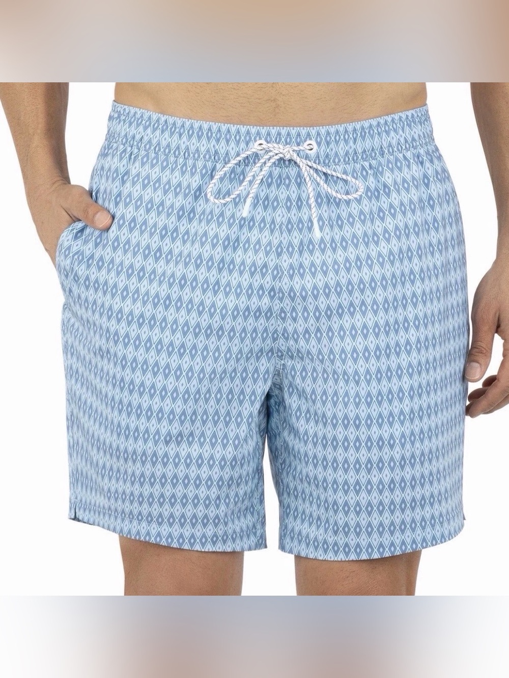 Bonobos Light Blue Diamond-Print Swim Trunks